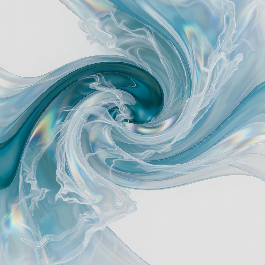 A global atmospheric forecast rendered as swirling pressure systems and cyclone tracks over the ocean