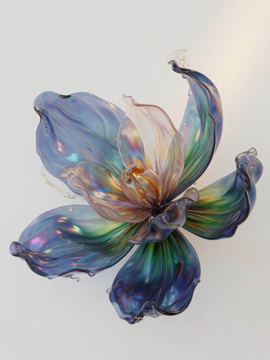 An abstract iridescent rendering evoking RMH Deeplink's research