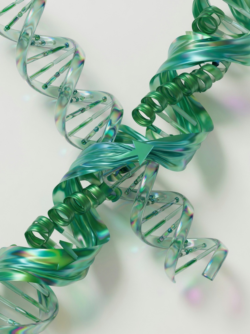 An iridescent double helix and folded protein
