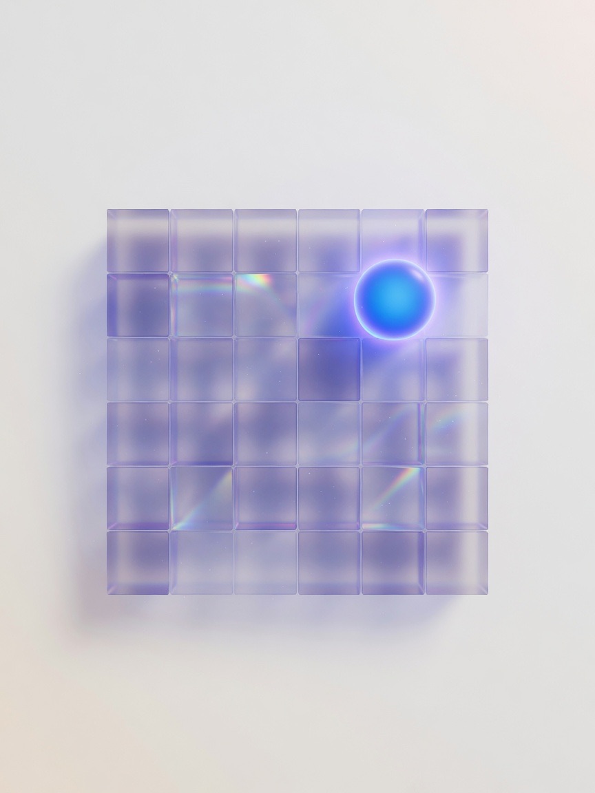 Layered translucent panes resolving into an ordered structure, evoking oversight closing a gap