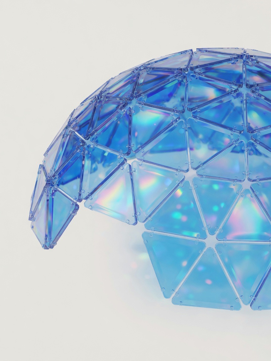 A fine-grained iridescent lattice resolving from noise into order, suggesting interpretability of a model's internals